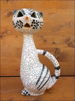Art deco iparművész kerámia macska figura , magasság 22 cm. 
