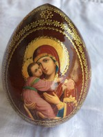 Nagyméretű Orosz festett fa tojás 11cm