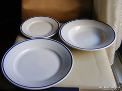 3 db-os zsolnay kék szegélyes menza tányér készlet 