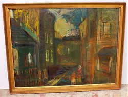Göldner Tibor (1929-) Napsütés c. képcsarnokos festménye 86x66cm Eredeti Garanciával !!!