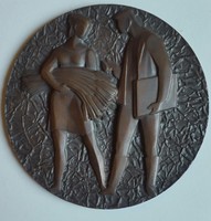 Dénes Vincze (1914-1972): Socreal medal, size 78mm, single-sided, material: bronze, gray box