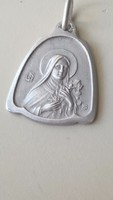 Ezüst medál antik szecessziós. (Lisieux-i) Kis Szent Teréz 
