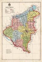 Somogy vármegye térkép 1934, csonka Magyarország, megye, régi, atlasz, eredeti, királyi térképészet
