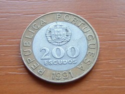 PORTUGÁLIA 200 ESCUDOS 1991 BIMETÁL