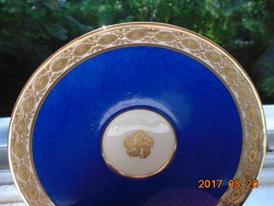 Sevres-dombor arany mintás kobaltkék kistányér-14 cm