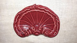 Zsolnay Pirogránit bordó szinű kagyló tál