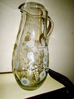 Antik csiszolt üveg vízes kancsó 24,5 cm 