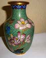 Rekesz zománc 13 cm ( Cloissoné) váza madár motívum  