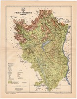 Fejér vármegye térkép 1896, antik, eredeti, megye, Magyarország, Székesfehérvár