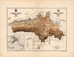 Fogaras és Brassó megye térkép 1887, Magyarország, vármegye, régi, atlasz, eredeti, Kogutowicz Manó