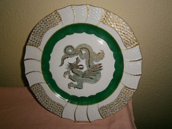 Herend neves festője Bakos Éva sárkányos kézzel festett  tányér 27,5 cm