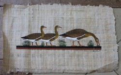 Egyiptomi papirusz kép. Mérete:26x44 cm. Szignált.