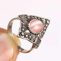 Ezüst gyűrű rózsaszin topàz kővel