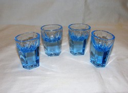 Régi kék színű pálinkás likőrös poharak 4 db