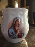 Szép régi, egyházi motívumos pocakos csésze
