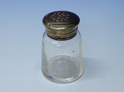 0N447 Régi ezüstözött üveg sószóró fűszerszóró