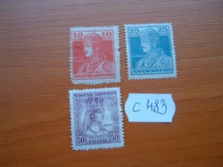 10+25+50 FILLÉR 3 DB 1918 IV. KÁROLY és ZITA POSTA-TISZTA C483