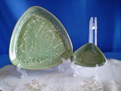 Hollóházi porcelán tálka és hamu tartó hamutál zöld