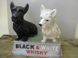 Régi,retro Black&White whiskeys logó figurák,szobor,kutyák Skót terrier és Westie