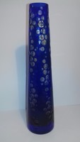 Marita voigt veb glasmanufaktur harzkristall blue glass vase lenticularly polished rare shape