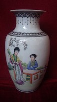 Kínai régi jelenetes kézzel festett porcelán váza - ANTIK - RITKA !