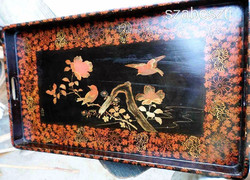 Kínai kézzel festett lakkfa tálca 54,5 * 32 cm