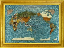 0N762 Különleges üveg világtérkép 73 x 95 cm