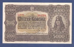 5000 Korona 1923 Magyar Pénzjegynyomda Rt aUNC