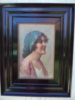 Eduardo Forlenza /1861-1934 / Olasz festő:Fiatal lány portréja