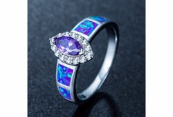 Lila köves, kék opál gyűrű 8-as ÚJ!