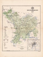 Jász - Nagy - Kun - Szolnok megye térkép 1886, Magyarország,  vármegye, Kogutowicz Manó, 43 x 56 cm