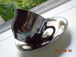 Rudolf Wachter-ANTIK ezüstözött porcelán kávés csésze alátéttel(2)