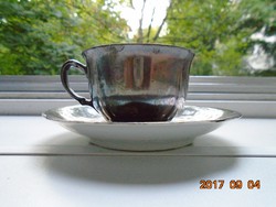 Rudolf Wachter-ANTIK ezüstözött porcelán kávés csésze alátéttel(3)