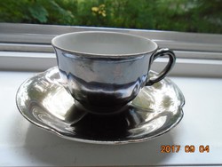 Rudolf Wachter-ANTIK ezüstözött porcelán kávés csésze alátéttel(4)