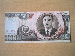 ÉSZAK-KOREA 100 WON 1992 UNC Kim Il-sung szülőhelye