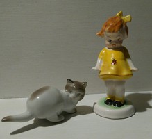 Bodrogkeresztúri katicás lányka és zsolnay cica
