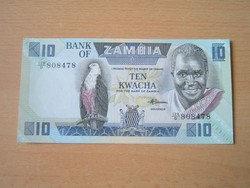 ZAMBIA 10 KWACHA ND  (1986-1988) UNC