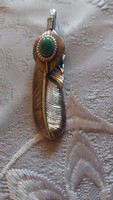 Apacs indián türkizköves hatalmas ezüst medál