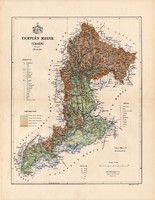 Zemplén megye térkép 1888, Magyarország, vármegye, atlasz, Kogutowicz Manó, 43 x 56 cm, eredeti