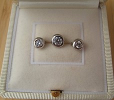 Ezüst button szett - stekker fülbevaló + csúszó medál