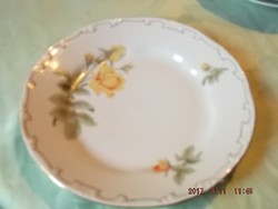 Zsolna lapos sárga rózsás tányér