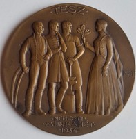 Berán Lajos (1882.VI.9-1943.I.5.): TESZ Nemzeti Munkahét 1934, anyaga:bronz, mérete:61mm, vésetlen