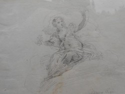 18.századi Olasz festő vázlat rajza.Eredeti merített18.századi vízpapíron.