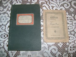 Két darab régi füzet - Határidő napló 1943 és iskolai szótár 1950