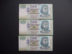 3 darab 200 forint 2005 FA Sorszámkövető !!!