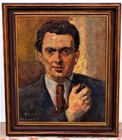 Herman Lipót (1884-1972) Önarckép olajfestménye. Eredeti garanciával