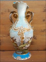 Antik Fischer & Mieg kézzel festett kígyós porcelán váza , nagy méret , sérült !