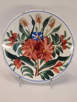 Antik Hollóházi fali tányér nagy virágokkal