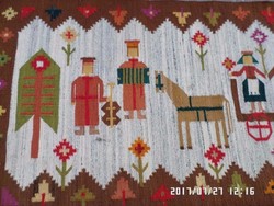 Gyönyörű jelenetes Kilim kézi szövésű gyapjú szőnyeg-fali szőnyeg eladó 203cmx100cm