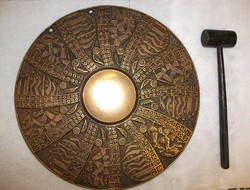 Bronz gong, retró iparművészeti tál